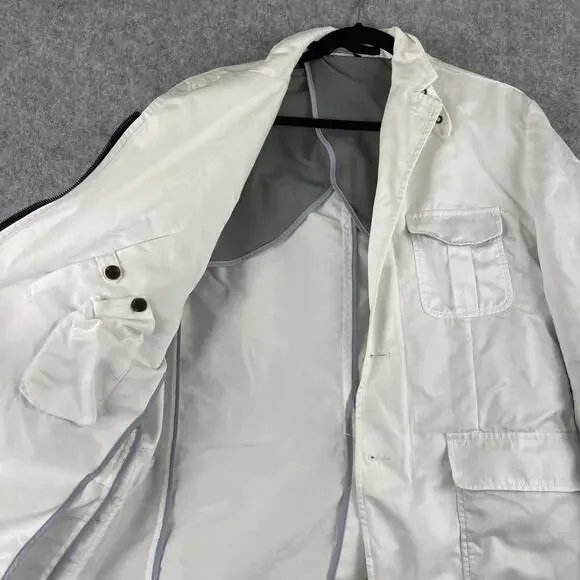 Victorinox Jacket Blazer Mens 42 White Linen Blend Utility Nautical Elbow Patch
